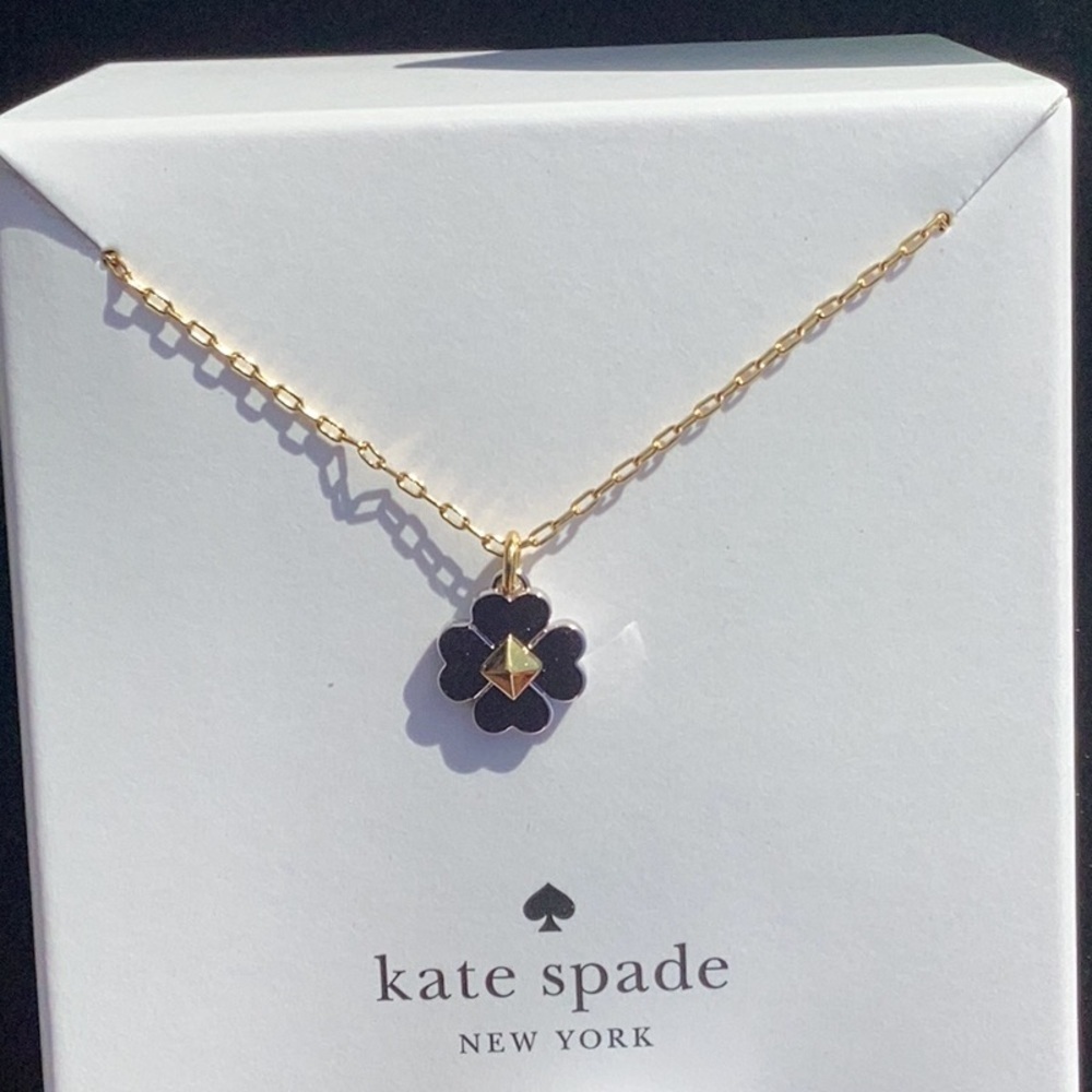 NWT Kate Spade Gold and Silver Clover Necklace & Earring Jewelry Set - Picture 3 of 5